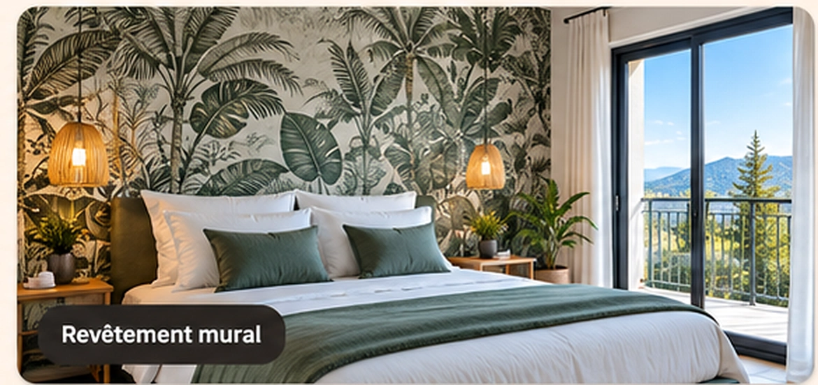 Exemple de revêtement mural décoratif dans une chambre